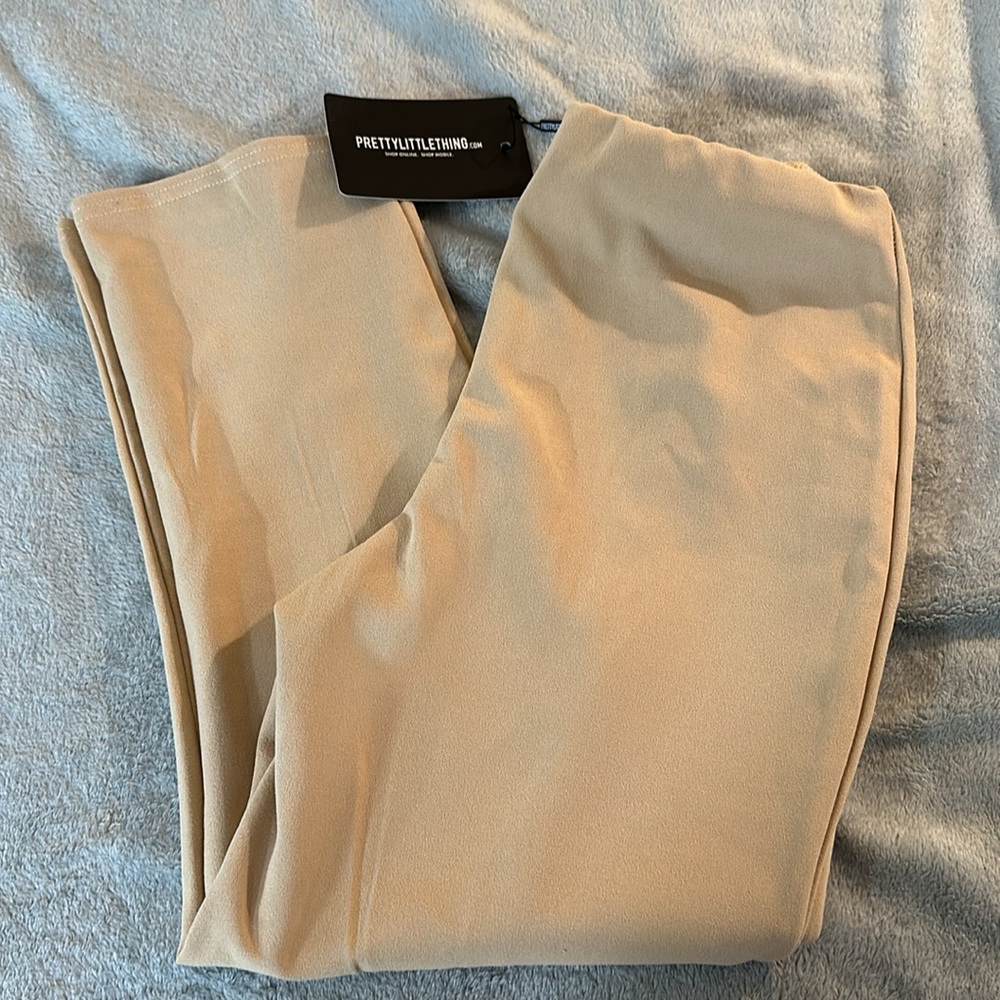 New Cream Split Front Cropped Leggings - Picture 3 of 7